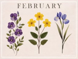 February Birth Flower Vintage Print Artwork Vintage print of Februarys birth flower, showcasing beautiful floral designs.