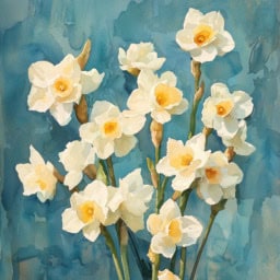 Beautiful jonquil flowers in watercolor art, perfect for floral decor and nature lovers.