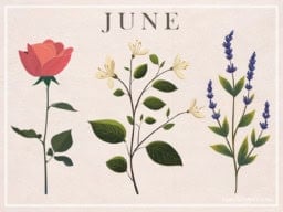 Vintage print of June birth flower for home decor and gifts.