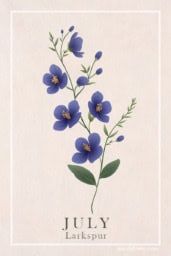 Vintage Larkspur Floral Print Design Vintage larkspur print showcasing delicate flowers and botanical beauty for home decor.