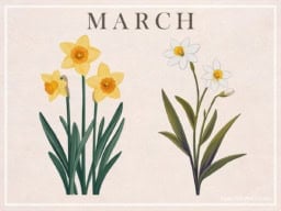 March Birth Flower Vintage Print Artwork Vintage print of the March birth flower, symbolizing hope and renewal.