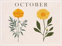 Vintage print of October birth flower, showcasing its beauty and significance.