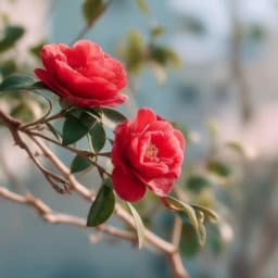 Camellia flowers in rich red, showcasing natural beauty and elegance.