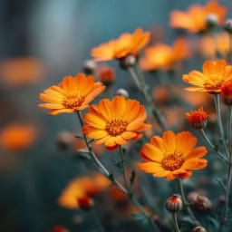 Bright orange daisy flower in full bloom against a blurred green background.