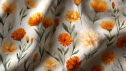 Creative fabric ideas featuring vibrant calendula patterns for crafting projects.