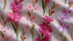 Elegant pink gladiolus fabric ideas for home decor and fashion inspiration.