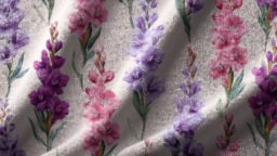 Elegant purple gladiolus fabric ideas for stylish home decor and design inspiration.