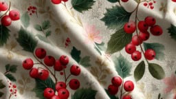 Creative fabric ideas for holiday crafts featuring vibrant holly patterns.