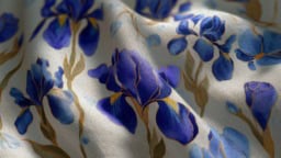 Creative fabric ideas for iris-themed craft projects and DIY designs.