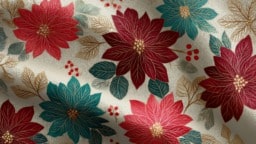 Colorful poinsettia fabric ideas for festive home decor and crafting projects.
