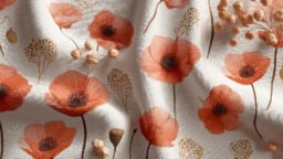 Poppy flower fabric patterns for creative sewing and crafting projects.