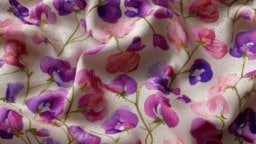 Creative fabric ideas for sweet pea-themed crafts and projects.