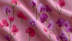Inspiring pink fabric ideas featuring sweet pea patterns for creative sewing projects.