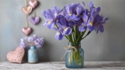 Beautiful iris flowers for a romantic Valentine's Day decoration
