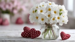 Primrose heart themed accents for celebrating love