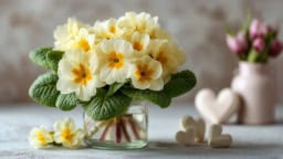 Primrose themed heart accents for Valentine's Day decoration