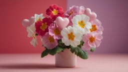 Colorful primrose bouquet for Valentine's Day celebration