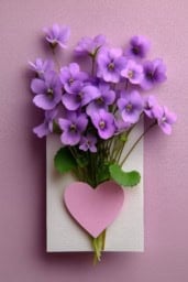 Beautiful violet Valentine's Day card featuring fresh flowers