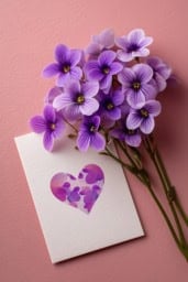 Violet Valentine's Day card featuring a heart motif