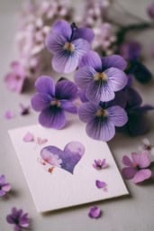 Violet Valentine's Day card featuring seasonal blooms and floral design