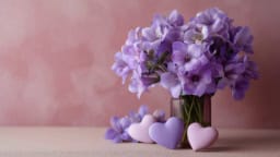 Violet flowers for a Valentine's Day celebration surprise