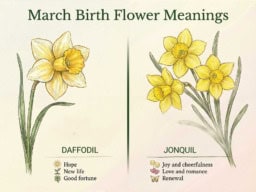 Daffodil and Jonquil flowers representing March birth flower meanings
