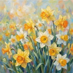 Daffodil Oil Painting in Impressionist Style Beautiful daffodil oil painting in impressionist art style
