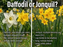 Daffodil and Jonquil flowers side by side for comparison