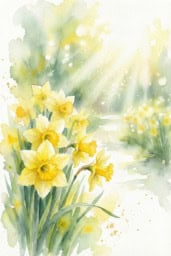 Daffodil Watercolor - March Birth Flower Art Beautiful watercolor painting of a daffodil, the March birth flower