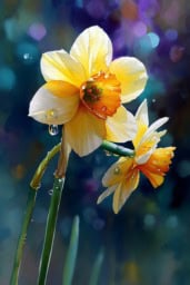 Jonquil Art Spring Flower in Bloom Beautiful jonquil spring flower showcasing its bright yellow petals