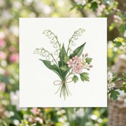Lily of the Valley and Hawthorn Card for Mother’s Day Lily of the Valley and Hawthorn Mother's Day gift card design