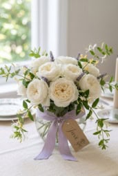 White Lavender Flowers with Simple Ribbon Rustic Arrangement A rustic arrangement of white lavender flowers tied with a simple ribbon